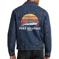 Port Aransas Tx Vintage Boating 70s Retro Boat Men Denim Jacket | Artistshot