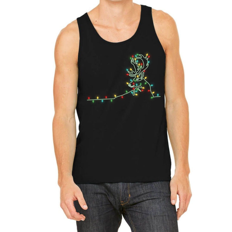 Drawing Reindeer  Christmas Light Tree Reindeer Xmas Snow Lover Tank Top | Artistshot