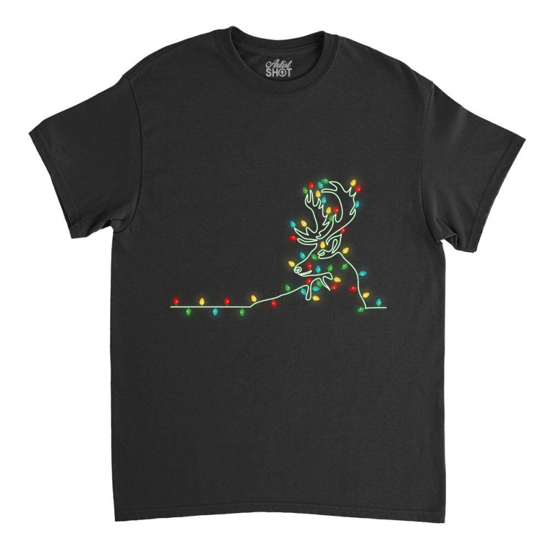 Drawing Reindeer  Christmas Light Tree Reindeer Xmas Snow Lover Classic T-shirt | Artistshot