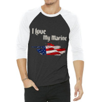 Distressed Support Military I Love My Marine Flag Marine Tank Top 3/4 Sleeve Shirt | Artistshot