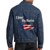 Distressed Support Military I Love My Marine Flag Marine Tank Top Men Denim Jacket | Artistshot