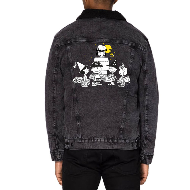 Peanuts Halloween Group Sweatshirt Unisex Sherpa-lined Denim Jacket | Artistshot