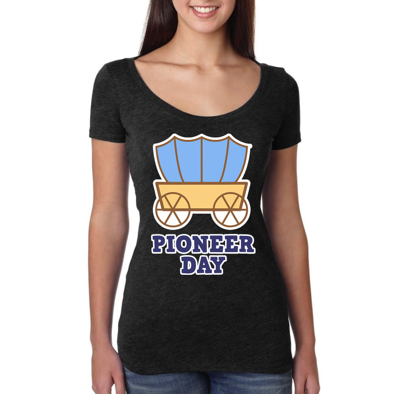 Funny Patriotism Pioneer Day America Utah Wagon Women Men Women's Triblend Scoop T-shirt by Rhonda | Artistshot