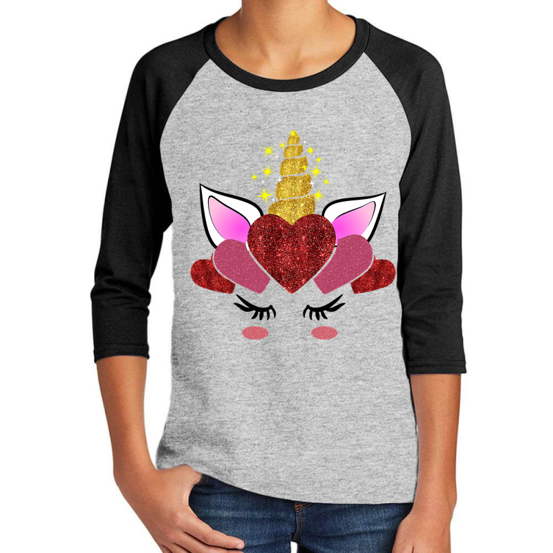 Cute Valentine S Day Gifts For Her Girlfriend Unicorn Hearts Youth 3/4 Sleeve | Artistshot