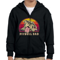 Trending Mens Pitbull Dad Vintage Smiling Pitbull On Youth Zipper Hoodie | Artistshot