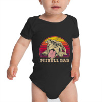 Trending Mens Pitbull Dad Vintage Smiling Pitbull On Baby Bodysuit | Artistshot