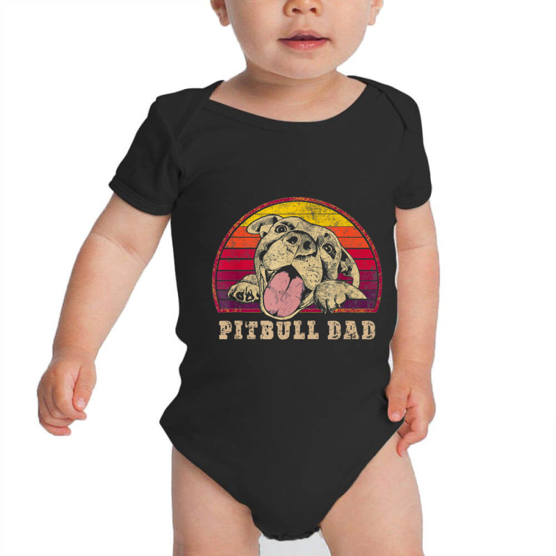 Trending Mens Pitbull Dad Vintage Smiling Pitbull On Baby Bodysuit by bummercaught | Artistshot