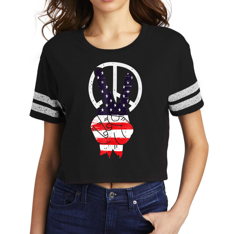 Hot Trend Fourth 4th Of July American Flag Peace Scorecard Crop Tee by degreesgunner | Artistshot