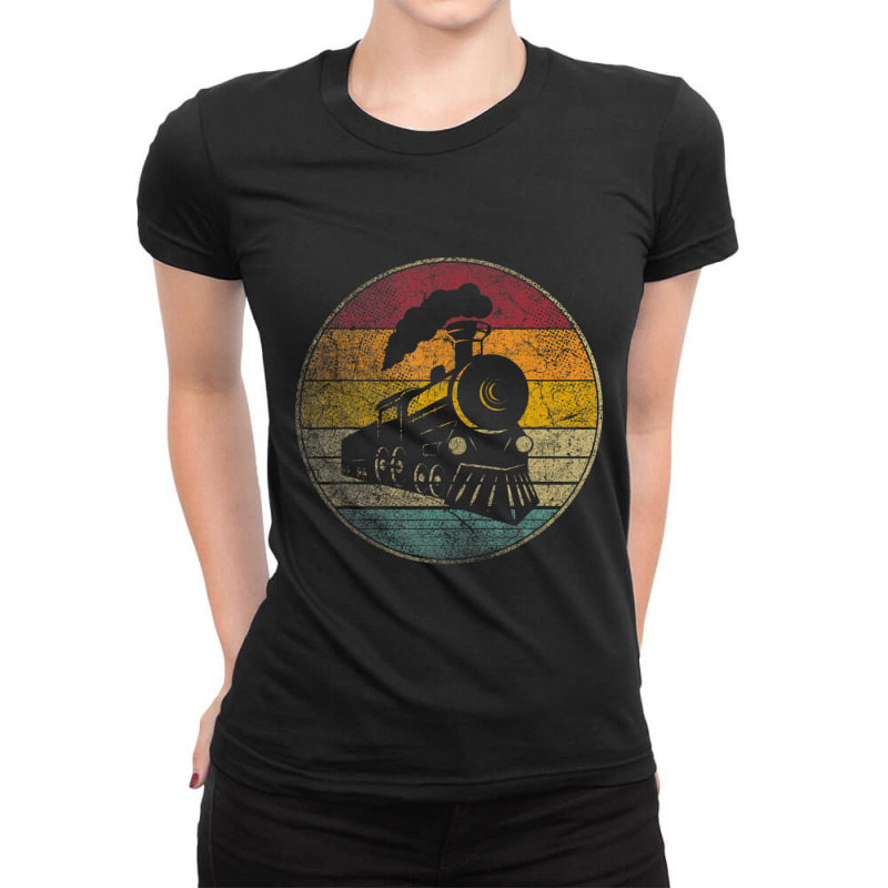 Limited Edition Train Vintage Distressed Retro Engineer Engine Conduct Ladies Fitted T-Shirt by fenderbendable | Artistshot