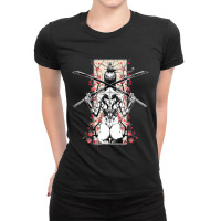 Hot Trend Japanese Samurai Girl And Vintage Sakura Cherry Blossom Gift Ladies Fitted T-shirt | Artistshot