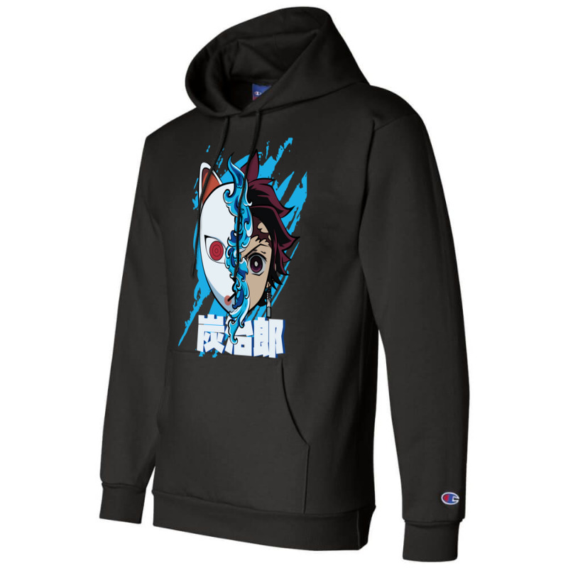 Demon Killer Tanjir0 Half Face Half Mask Champion Hoodie by basheebikuvan | Artistshot