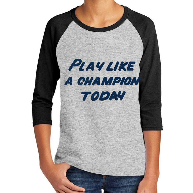 Trending Play Like A Champion Wordmark (navy) Youth 3/4 Sleeve by bummercaught | Artistshot