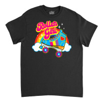 Hot Trend Retro 70s Roller Girl Skate With Heart And Colorful Rainbow Classic T-shirt | Artistshot