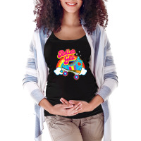 Hot Trend Retro 70s Roller Girl Skate With Heart And Colorful Rainbow Maternity Scoop Neck T-shirt | Artistshot