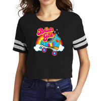 Hot Trend Retro 70s Roller Girl Skate With Heart And Colorful Rainbow Scorecard Crop Tee | Artistshot