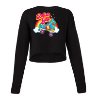 Hot Trend Retro 70s Roller Girl Skate With Heart And Colorful Rainbow Cropped Sweater | Artistshot