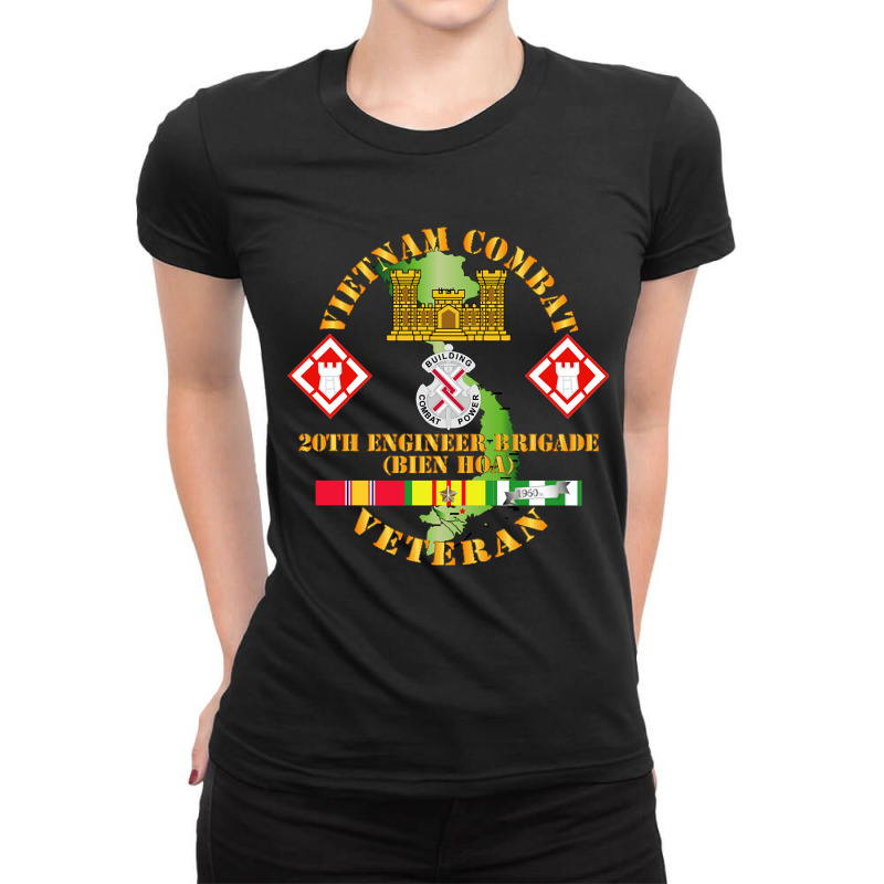 Hot Trend Vietnam Combat Veteran W 20th Engineer Brigade  Ssi Ladies Fitted T-Shirt by greggjvandervor | Artistshot