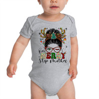 Womens One Merry Step Mother Leopard Buffalo Plaid Xmas Messy Bun T Sh Baby Bodysuit | Artistshot