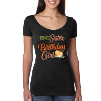 Big Sister Of The Birthday Girl Halloween Birthday Pumpkin Women's Triblend Scoop T-shirt | Artistshot