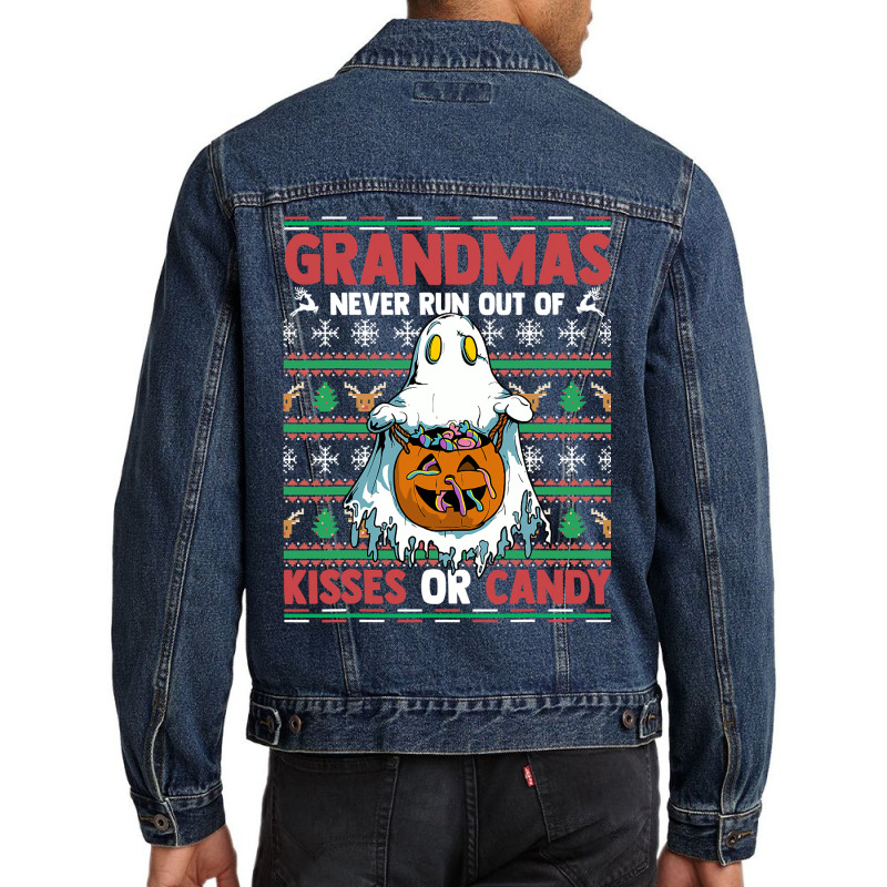 Grandmas Never Run Out Of Kisses Or Candy Halloween Granny Men Denim Jacket | Artistshot