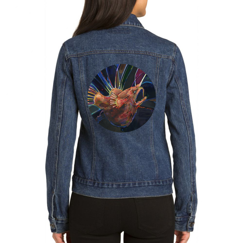 Limited Edition Fanfin Seadevil Painting - 2012 Ladies Denim Jacket by Rios Arevalo | Artistshot