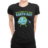 Womens Floss Dance Go Planet Its Your Earth Day Flossing V-neck Ladies Fitted T-shirt | Artistshot