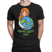 Womens Happy Earth Day Girl Hug Environmentalist V-neck T-shirt | Artistshot