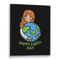 Womens Happy Earth Day Girl Hug Environmentalist V-neck Metal Print Vertical | Artistshot