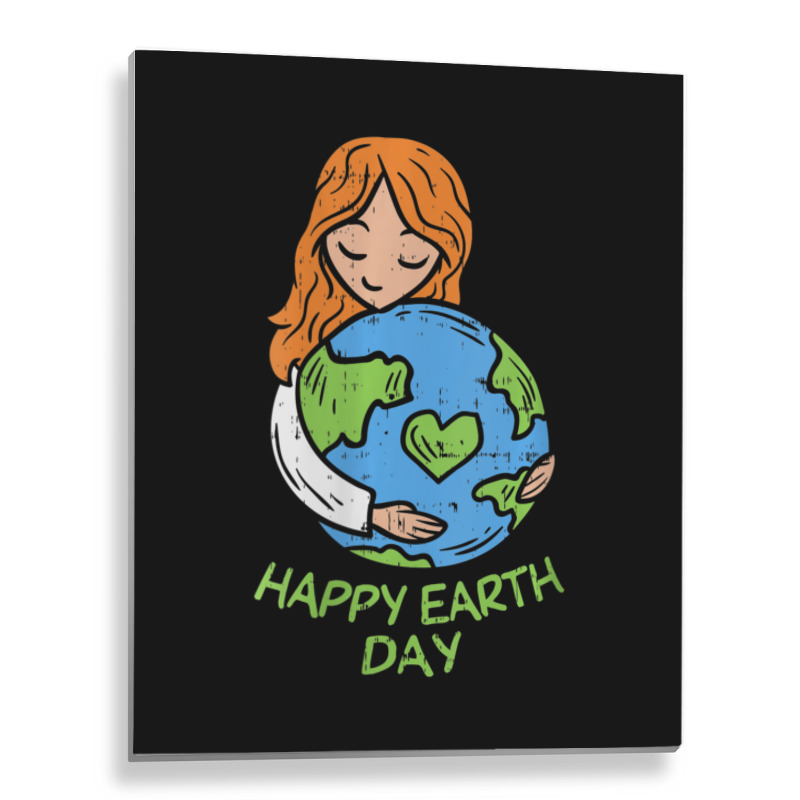 Womens Happy Earth Day Girl Hug Environmentalist V-neck Metal Print Vertical | Artistshot