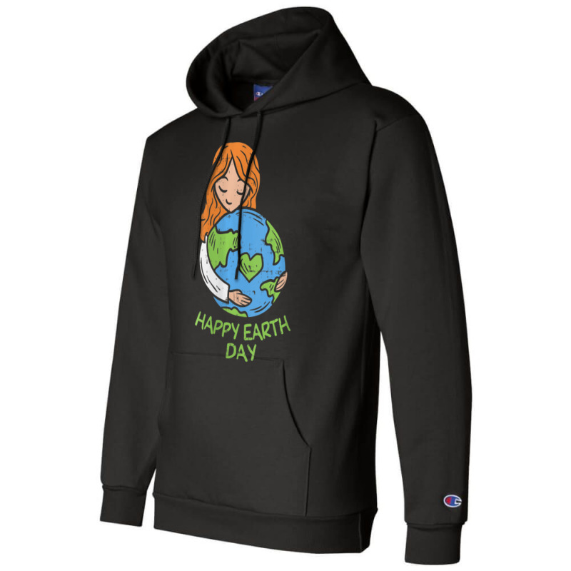 Womens Happy Earth Day Girl Hug Environmentalist V-neck Champion Hoodie | Artistshot