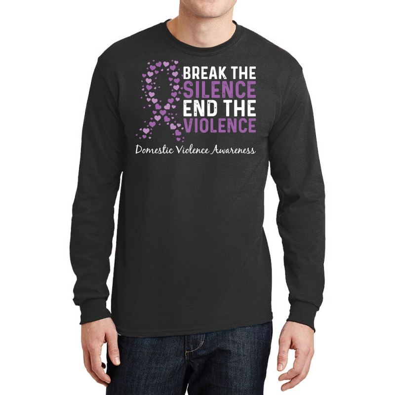 Break The Silence End The Violence Domestic Violence Ribbon Long Sleev Long Sleeve Shirts by dorman | Artistshot