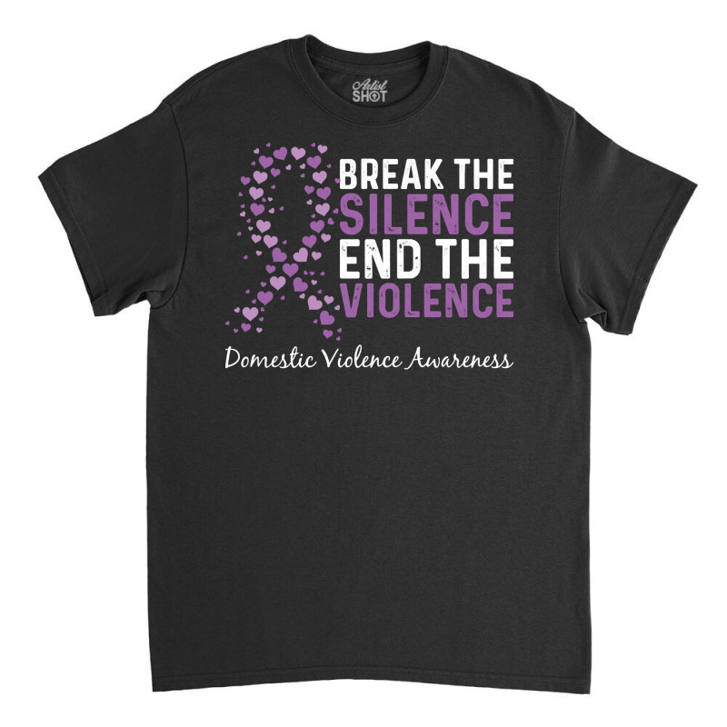 Break The Silence End The Violence Domestic Violence Ribbon Long Sleev Classic T-shirt by dorman | Artistshot