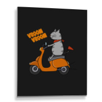 Trending Grey Cat On A Scooter Metal Print Vertical | Artistshot