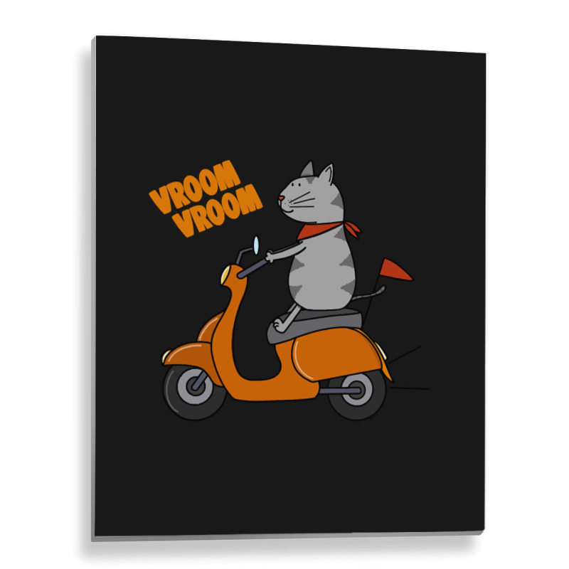 Trending Grey Cat On A Scooter Metal Print Vertical | Artistshot