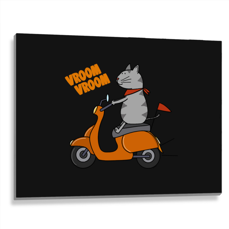 Trending Grey Cat On A Scooter Metal Print Horizontal | Artistshot