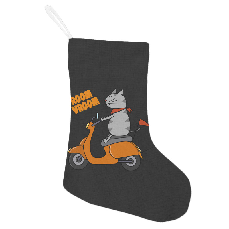 Trending Grey Cat On A Scooter Holiday Stocking | Artistshot