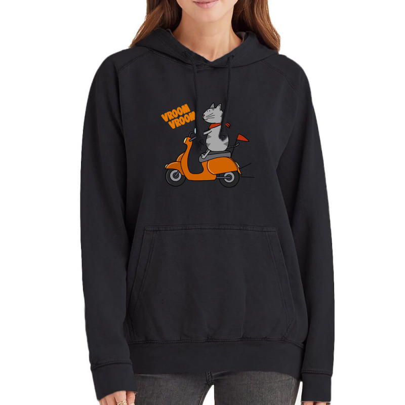 Trending Grey Cat On A Scooter Vintage Hoodie | Artistshot