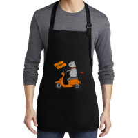 Trending Grey Cat On A Scooter Medium-length Apron | Artistshot