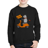 Trending Grey Cat On A Scooter Youth Sweatshirt | Artistshot