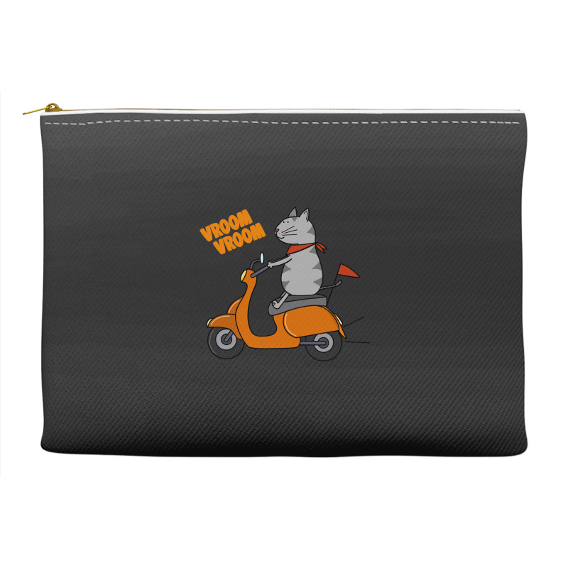 Trending Grey Cat On A Scooter Accessory Pouches | Artistshot