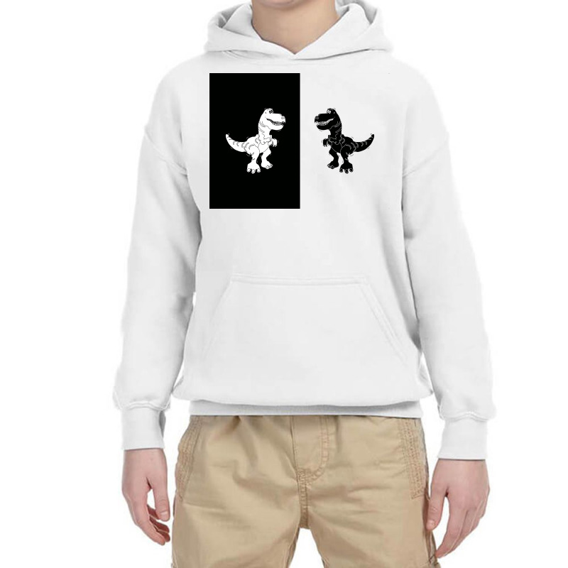 Cute Monochrome Dinosaur Illustration For Kids High Contrast Card Youth Hoodie | Artistshot