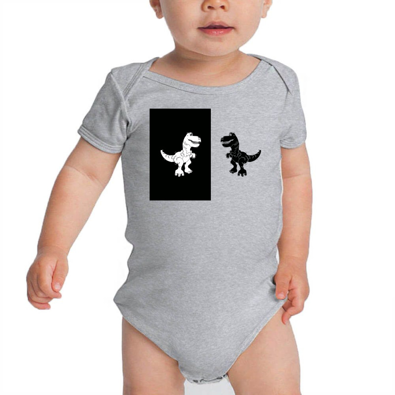 Cute Monochrome Dinosaur Illustration For Kids High Contrast Card Baby Bodysuit | Artistshot