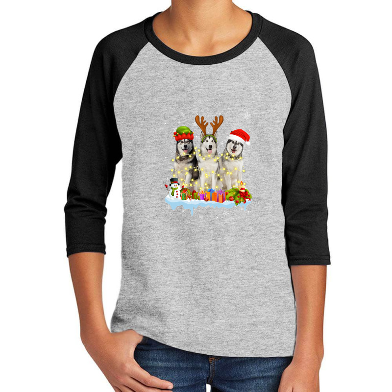 Cute Alaskan Malamute Santa Hat Youth 3/4 Sleeve | Artistshot