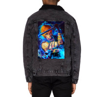 Blue Shinigami Poster Love Unisex Sherpa-lined Denim Jacket | Artistshot