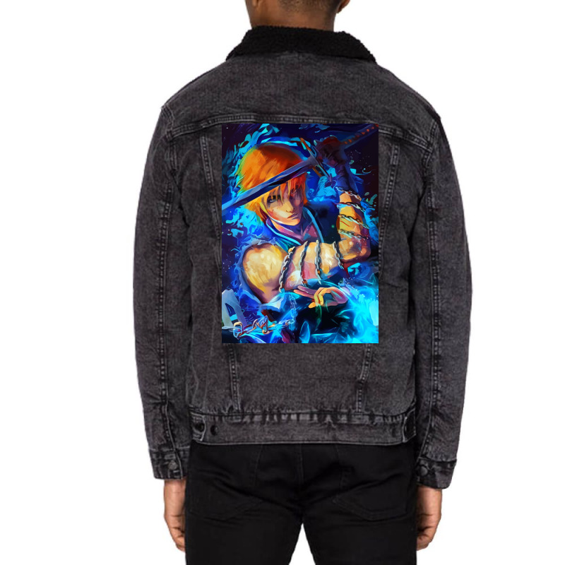 Blue Shinigami Poster Love Unisex Sherpa-Lined Denim Jacket by vulumagelsyh | Artistshot