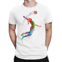 Volleyball Girl Watercolor Painting Art Print Sports Gifts Classic T-shirt | Artistshot