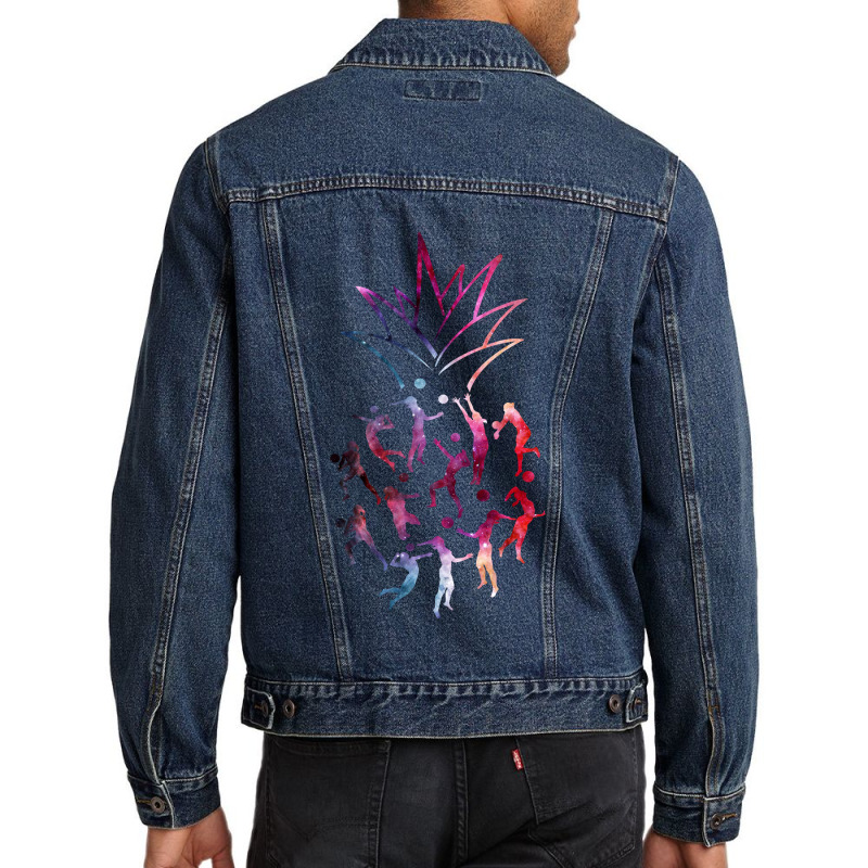 Volleyball Pineapple Galaxy Men Denim Jacket | Artistshot