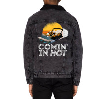 Pontoon Boat Comin In Hot Funny Boating Lake For Dad Tank Top Unisex Sherpa-lined Denim Jacket | Artistshot