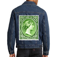 Vintage Falkland Islands Postage Stamp Design Love Men Denim Jacket | Artistshot