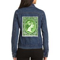 Vintage Falkland Islands Postage Stamp Design Love Ladies Denim Jacket | Artistshot